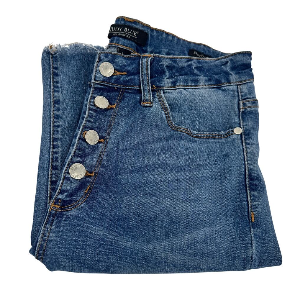 Judy Blue Jeans‎ Womens 7 / 28 (29x30) Button Fly Skinny Fit Distressed Denim